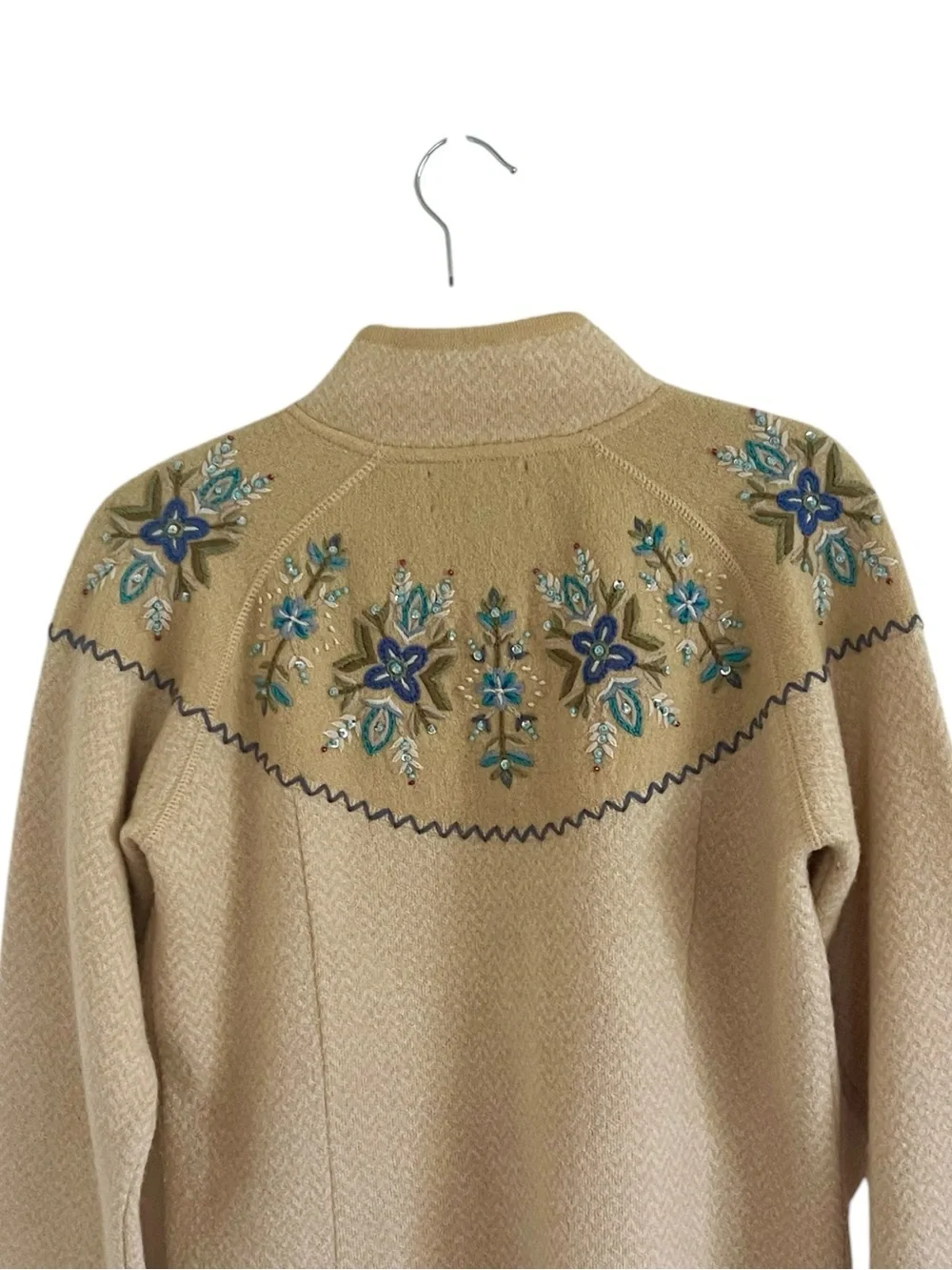 Icelandic Design Yellow Boiled Wool Blend Zip Front Cardigan Medium